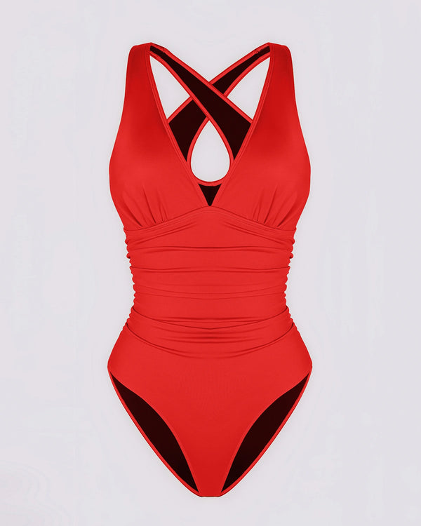 Plunge Cutout Tummy Control Swimsuit