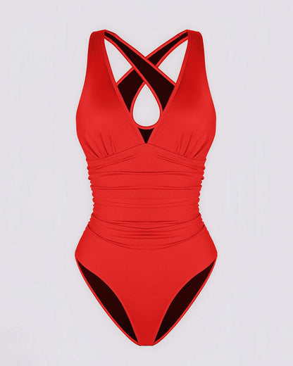 Plunge Cutout Tummy Control Swimsuit
