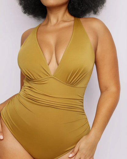 Plunge Cutout Tummy Control Swimsuit