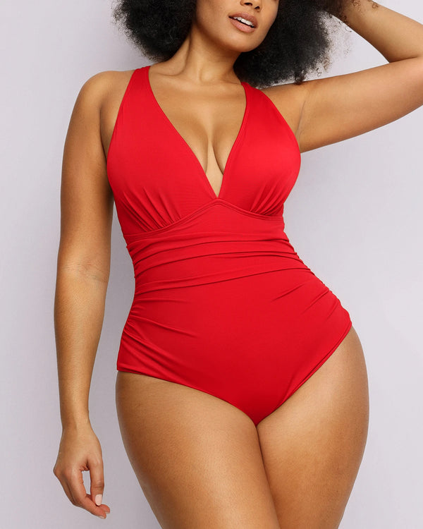 Plunge Cutout Tummy Control Swimsuit