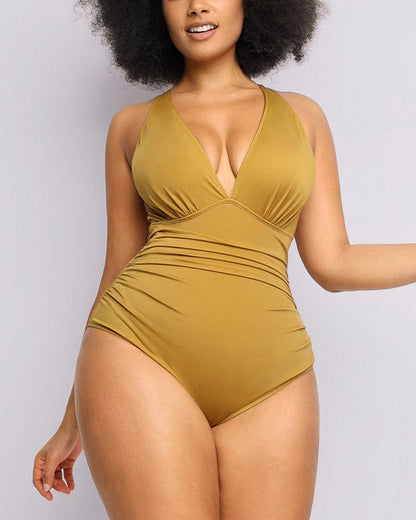 Plunge Cutout Tummy Control Swimsuit