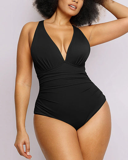 Plunge Cutout Tummy Control Swimsuit