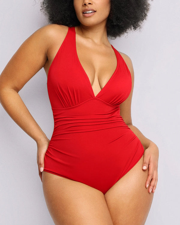 Plunge Cutout Tummy Control Swimsuit