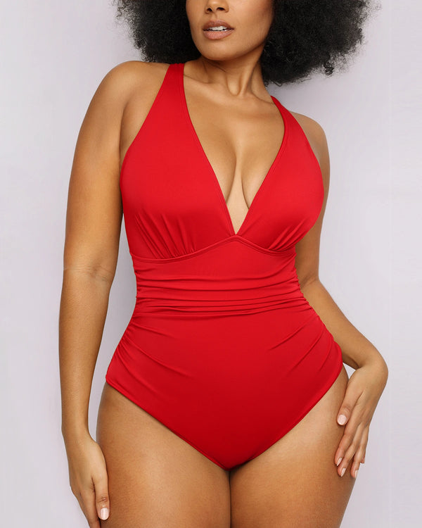 Plunge Cutout Tummy Control Swimsuit