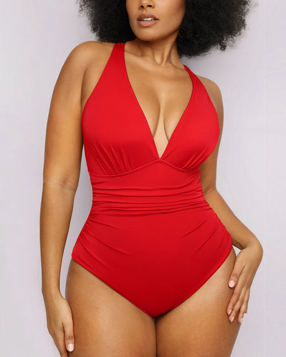 Plunge Cutout Tummy Control Swimsuit