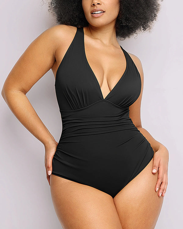 Plunge Cutout Tummy Control Swimsuit