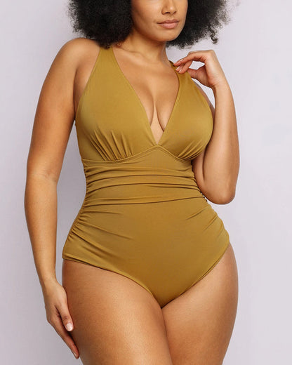 Plunge Cutout Tummy Control Swimsuit