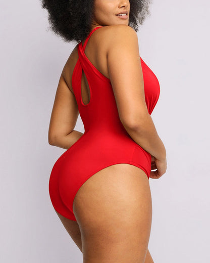 Plunge Cutout Tummy Control Swimsuit